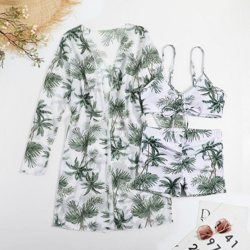 Palm Paradise: Adjustable Three-Piece Beach Set. Green