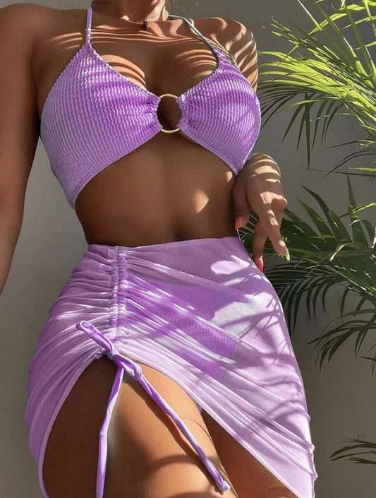 Skirtswirl three piece ensemble bikini